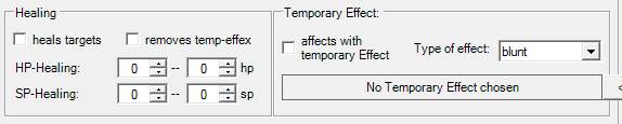 screenshot of the actions-tab: heal-frame