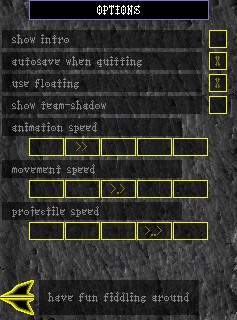 screenshot of the options-screen